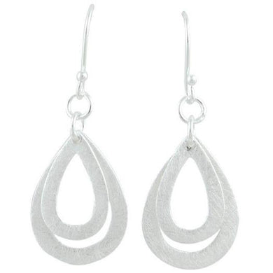 Silver large drop matt finish earrings - Callibeau Jewellery