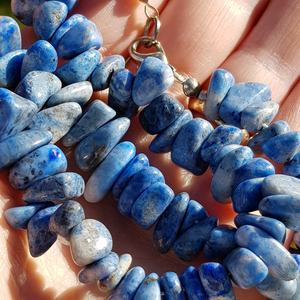 LIMITED EDITION: Chunky Lapis Lazuli chip necklace - 18"/45cm - Callibeau Jewellery