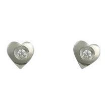 9ct white gold, small heart with cubic zirconia stud earrings - Callibeau Jewellery