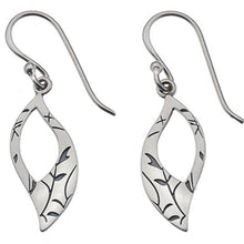 Load image into Gallery viewer, Silver designer etched twig leaf drop earrings - Callibeau Jewellery
