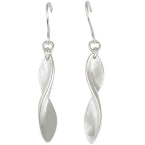 Silver, twisted leaf drop earrings - Callibeau Jewellery