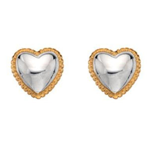 silver heart earrings with gold plated border - Callibeau Jewellery