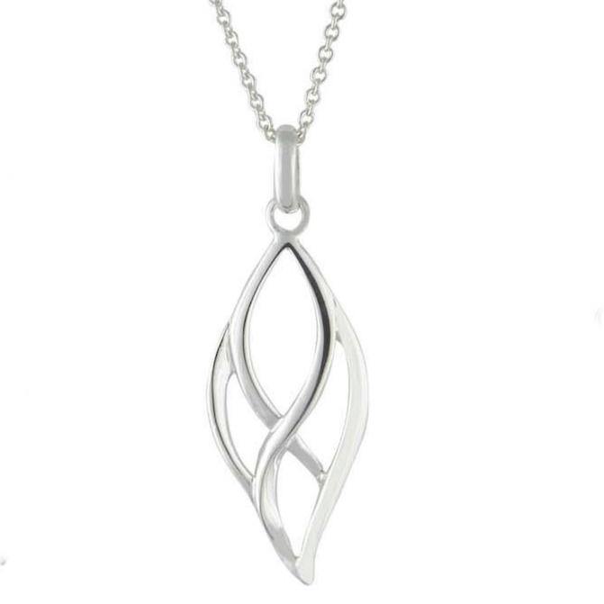 Silver interlocking leaf pendant on 45 cm silver chain - 4.58g - Callibeau Jewellery