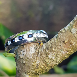 Inspirit crystal set stainless steel ring. - Callibeau Jewellery