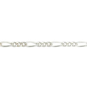 Silver, filed figaro chain, 18"/45cm, gauge 2.13mm, 6.3g - Callibeau Jewellery