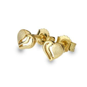 9ct yellow gold, heart detail stud earrings - Callibeau Jewellery