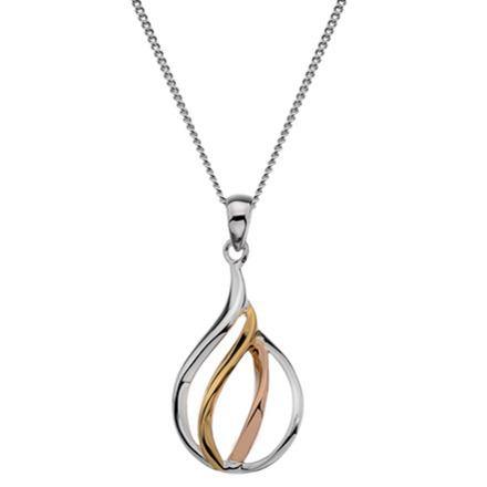 Silver & gold plated drop pendant on 45cm silver chain - Callibeau Jewellery