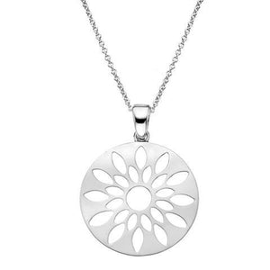 Silver cut out flower designed pendant on 45cm silver chain - 11.45g - Callibeau Jewellery