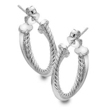 Silver Heritage Collection large twisted hoop earrings - Callibeau Jewellery