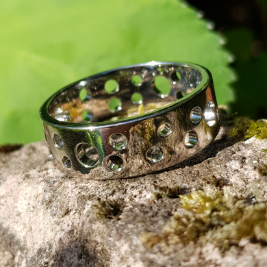 Inspirit stainless steel ring with holes - Callibeau Jewellery