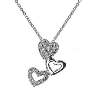 Silver trio heart & cubic zirconia pendant on 45cm silver chain - 3.15g - Callibeau Jewellery