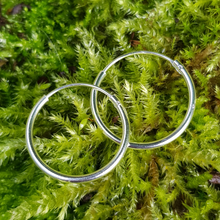 Load image into Gallery viewer, Round silver hoop earrings, 1mm x 16mm - Callibeau Jewellery
