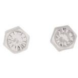 Silver, small hexagon with cubic zirconia earrings - Callibeau Jewellery