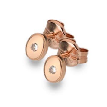 9ct rose gold, tiny oval cubic zirconia set stud earrings - Callibeau Jewellery