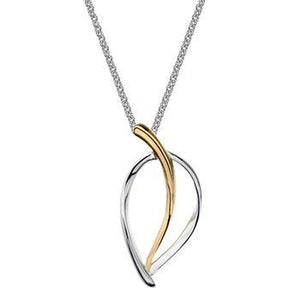 Silver & gold plated abstract leaf pendant on 45cm silver chain - Callibeau Jewellery