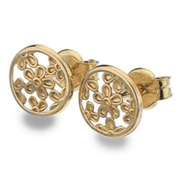 9ct yellow gold framed floral stud earrings - Callibeau Jewellery