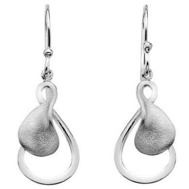 Silver designer matt & polished drop earrings - Callibeau Jewellery