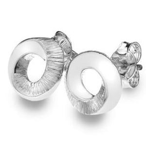 Silver, Selene Collection, texture swirl stud earrings - Callibeau Jewellery