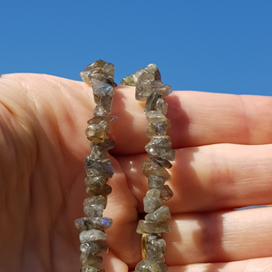 LIMITED EDITION: Labradorite Chip Necklace 18"/45cm - Callibeau Jewellery