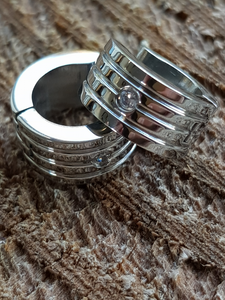 Inspirit Stainless steel hinged huggie earrings - 13mm diameter - 7mm wide - Callibeau Jewellery