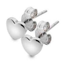 Silver medium puffed heart stud earrings - Callibeau Jewellery
