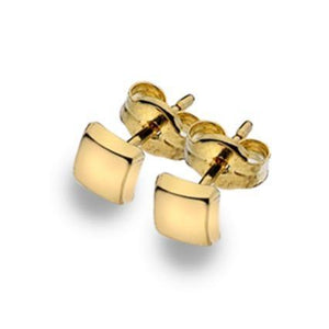 9ct yellow gold, square polished 4mm stud earrings - Callibeau Jewellery