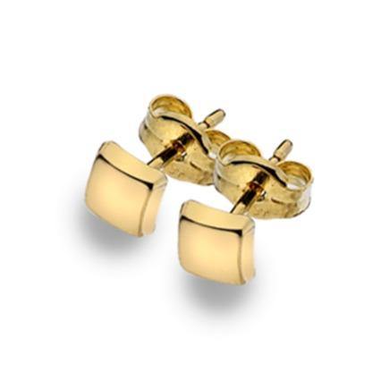 9ct yellow gold, square polished 4mm stud earrings - Callibeau Jewellery
