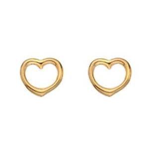 9ct yellow gold, open heart stud earrings - Callibeau Jewellery