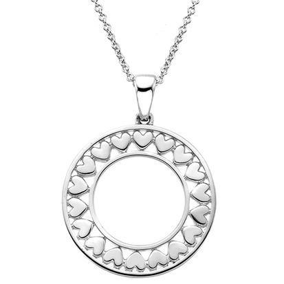 Silver pendant with hearts in circle on 45cm silver chain - 12.64g - Callibeau Jewellery