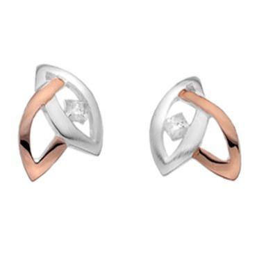 Silver and rose gold plated cubic zirconia earrings - Callibeau Jewellery