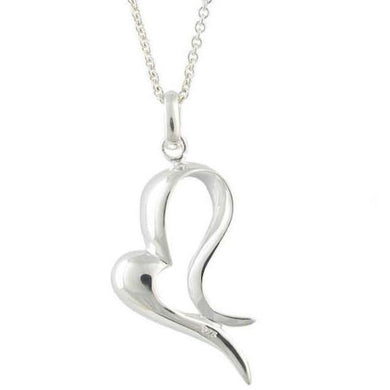 Silver curly heart on 45cm silver chain - 5.79g - Callibeau Jewellery