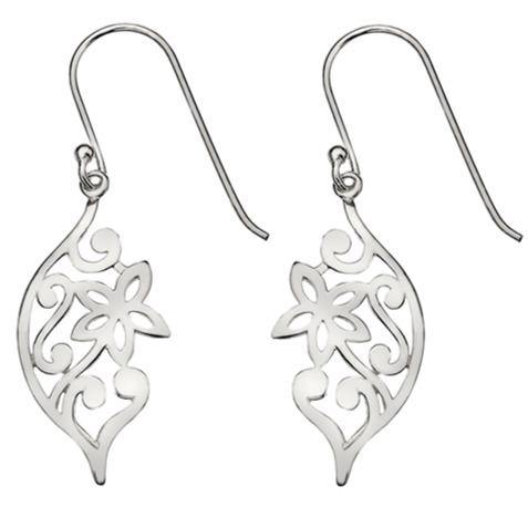 Silver flower design drop earrings - Callibeau Jewellery