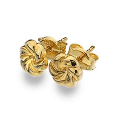 9ct yellow gold, small floral swirl stud earrings - Callibeau Jewellery