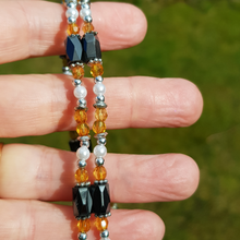 Load image into Gallery viewer, 23&quot; magnetic hematite and citrine bead chain that can be worn in different ways as a necklace and bracelet - Callibeau Jewellery
