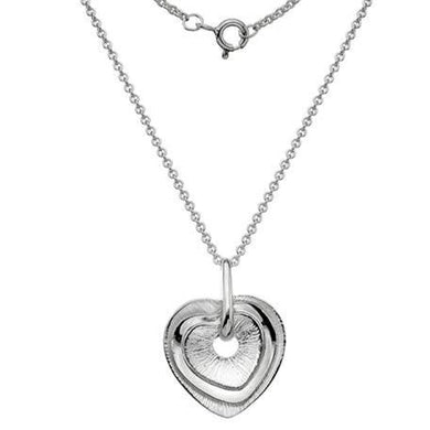 Silver 3 layered heart pendant on 45cm silver chain - 6.8g - Callibeau Jewellery