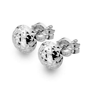 9ct white gold, diamond cut stud earrings - Callibeau Jewellery