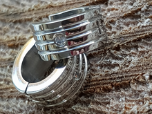 Load image into Gallery viewer, Inspirit Stainless steel hinged huggie earrings - 13mm diameter - 7mm wide - Callibeau Jewellery

